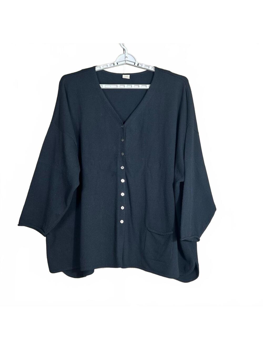 J. Jill Womens Plus Size Black Cashmere Button Front Cardigan Sweater